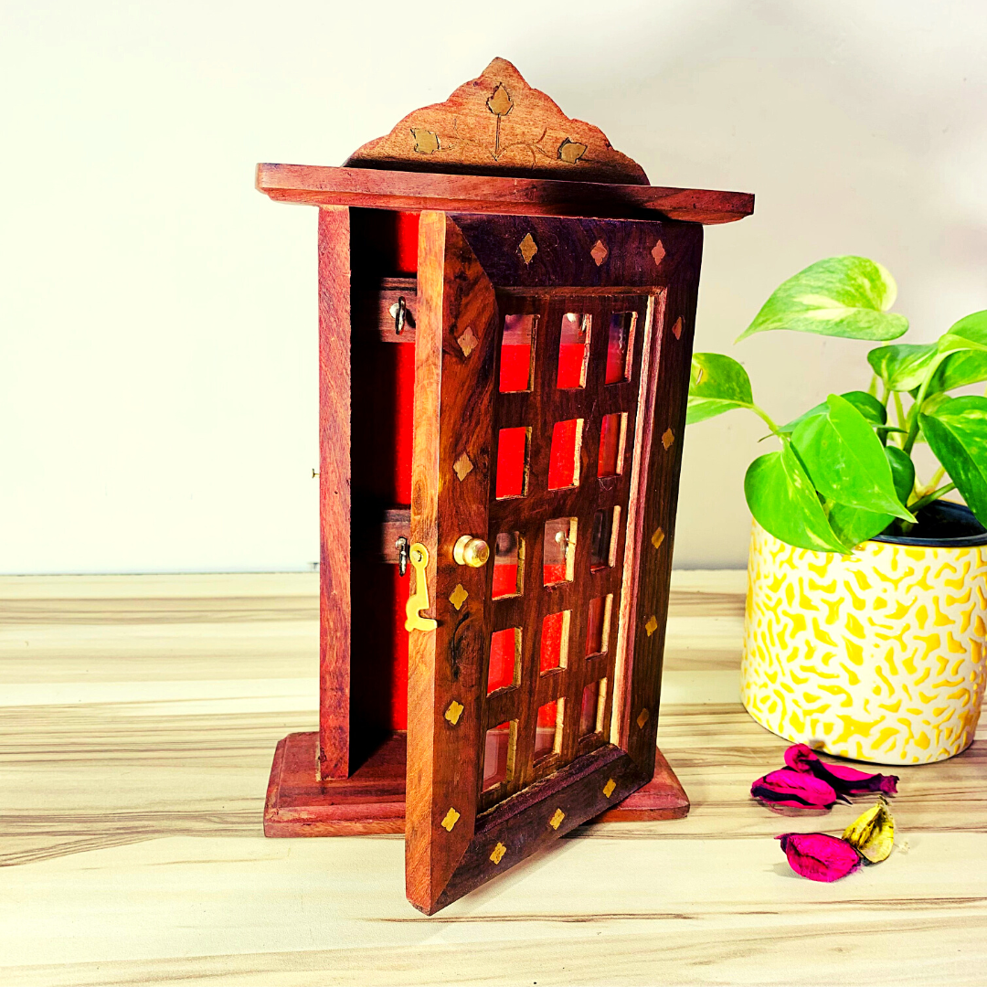 Homefrills Handicraft Handmade Premium Sheesham Wood Key Holder Square Design Key Chain Holder Key Stand ,Key Hanger,Multipurpose,Key HookRackOrganise for Home, Shop, Store & Office